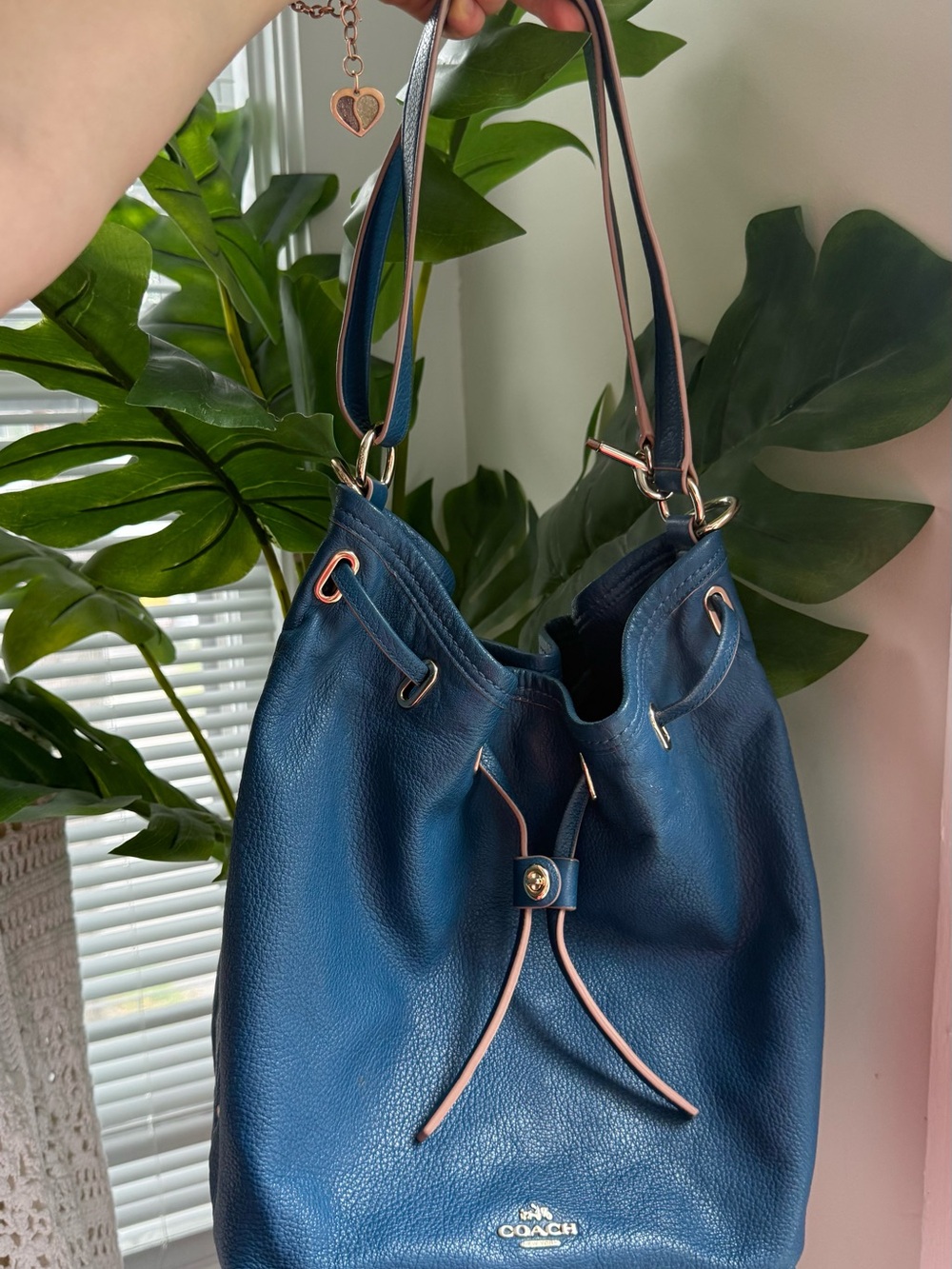 Authentic Coach Purse Blue Pebble Leather Rare